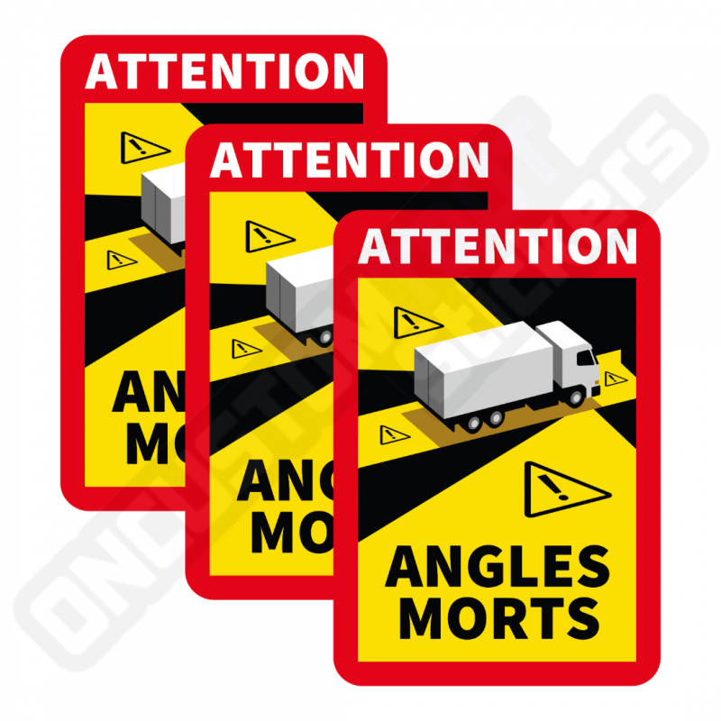 LOT DE 3 AUTOCOLLANTS ATTENTION ANGLES MORTS POIDS LOURDS LOT DE 3 AUTOCOLLANTS ATTENTION ANGLES MORTS POIDS LOURDS