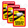 LOT DE 3 AUTOCOLLANTS ATTENTION ANGLES MORTS POIDS LOURDS