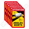 LOT DE 6 AUTOCOLLANTS ATTENTION ANGLES MORTS POIDS LOURDS
