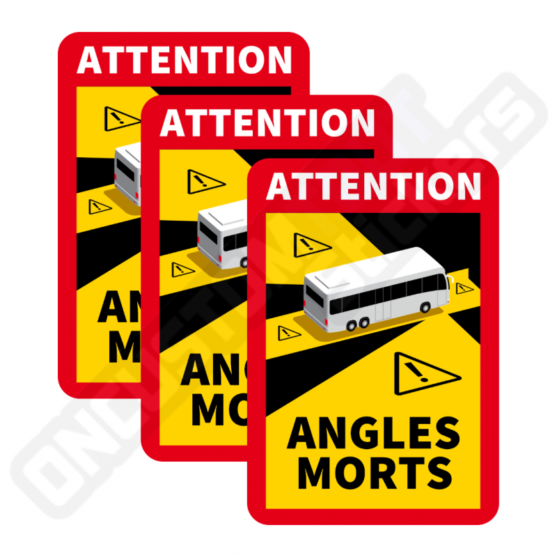 LOT DE 3 AUTOCOLLANTS ATTENTION ANGLES MORTS BUS LOT DE 3 AUTOCOLLANTS ATTENTION ANGLES MORTS BUS