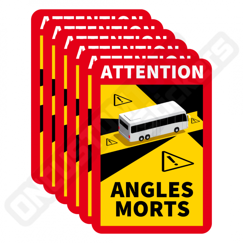 LOT DE 6 AUTOCOLLANTS ATTENTION ANGLES MORTS BUS LOT DE 6 AUTOCOLLANTS ATTENTION ANGLES MORTS BUS