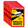 LOT DE 6 AUTOCOLLANTS ATTENTION ANGLES MORTS BUS